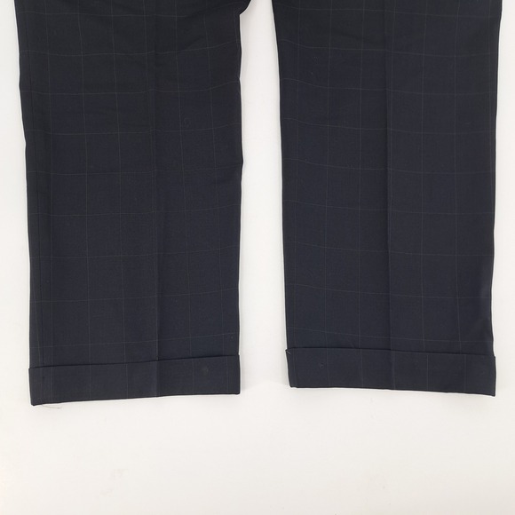 Jos A Bank Mens Navy 46L Blue Windowpane 100% Wool 2-Piece Suit Pants 40x31 - Picture 15 of 16
